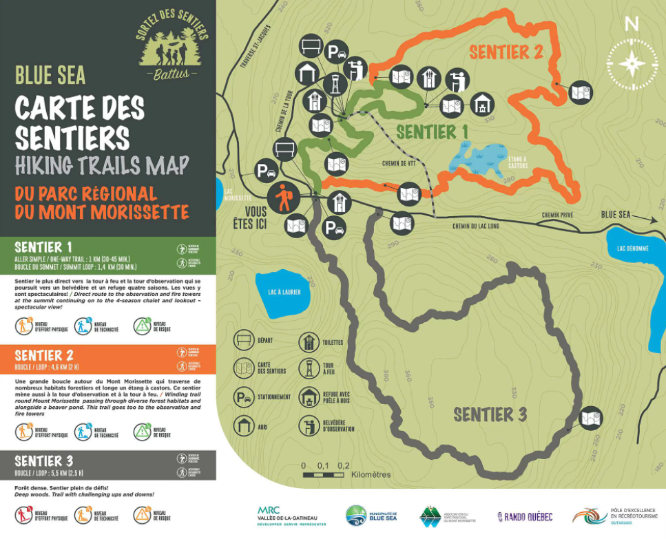 Carte des sentiers Mont Morissette