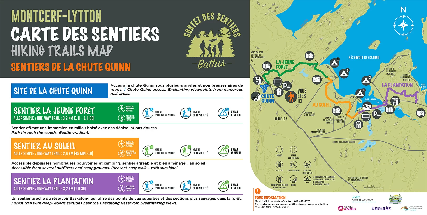 Carte des sentiers Montcerf Lytton