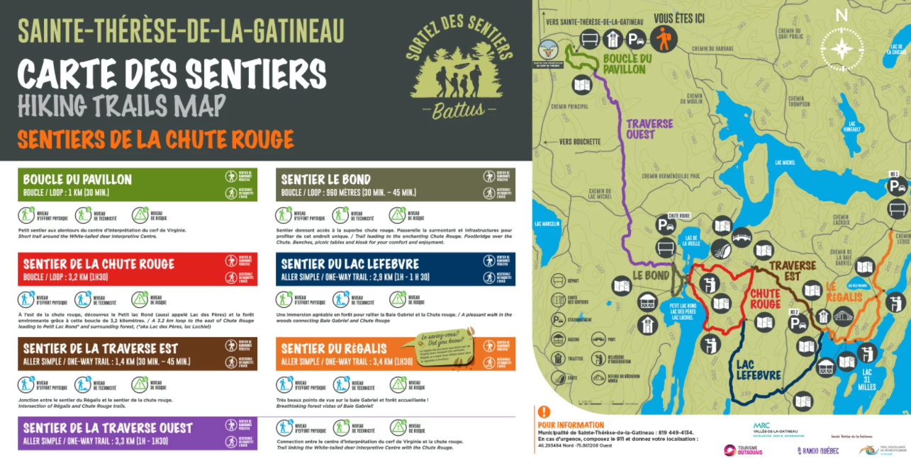 Carte des sentiers Montcerf Lytton