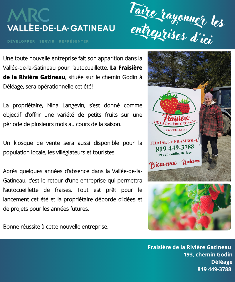 Portrait des entrepreneurs Fraisière de la Rivière Gatineau