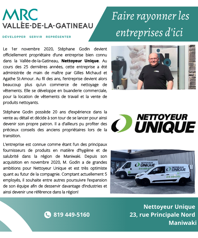 Portrait des entrepreneurs Nettoyeur Unique