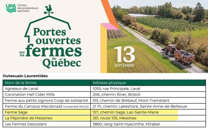 portes ouvertes à la ferme dans la vallée de la gatineau